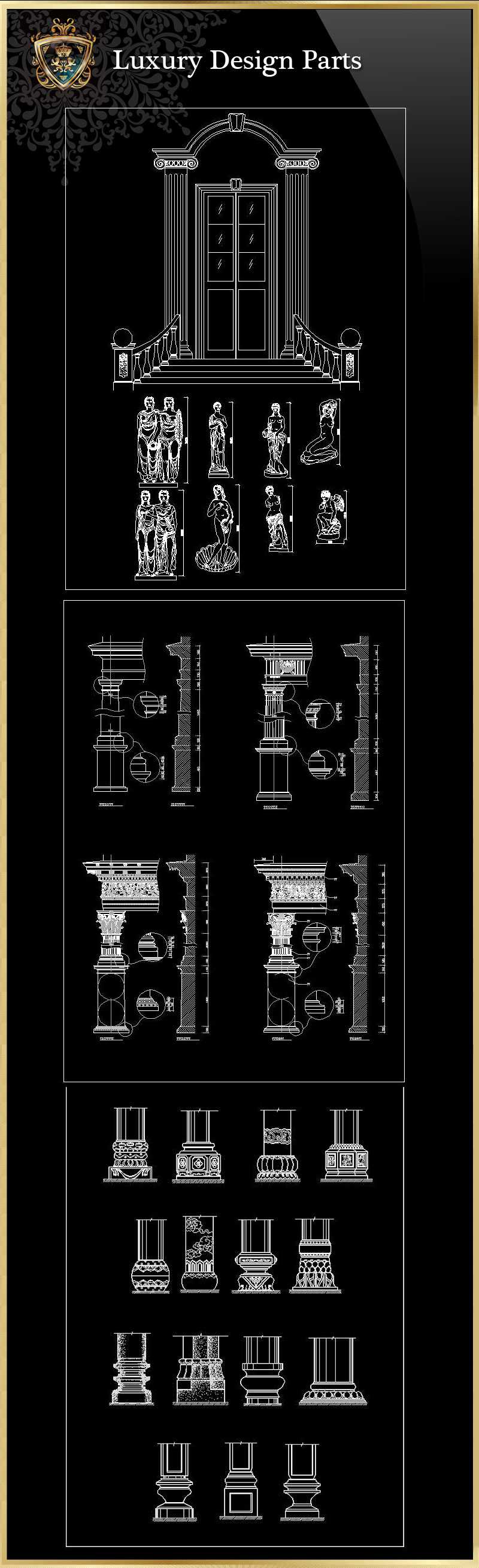 ★【Luxury Design Parts 2】Luxury home, Luxury Villas, Luxury Palace, Architecture Ornamental Parts, Decorative Inserts & Accessories, Handrail & Stairway Parts, Outdoor House Accessories, Euro Architectural Components, Arcade