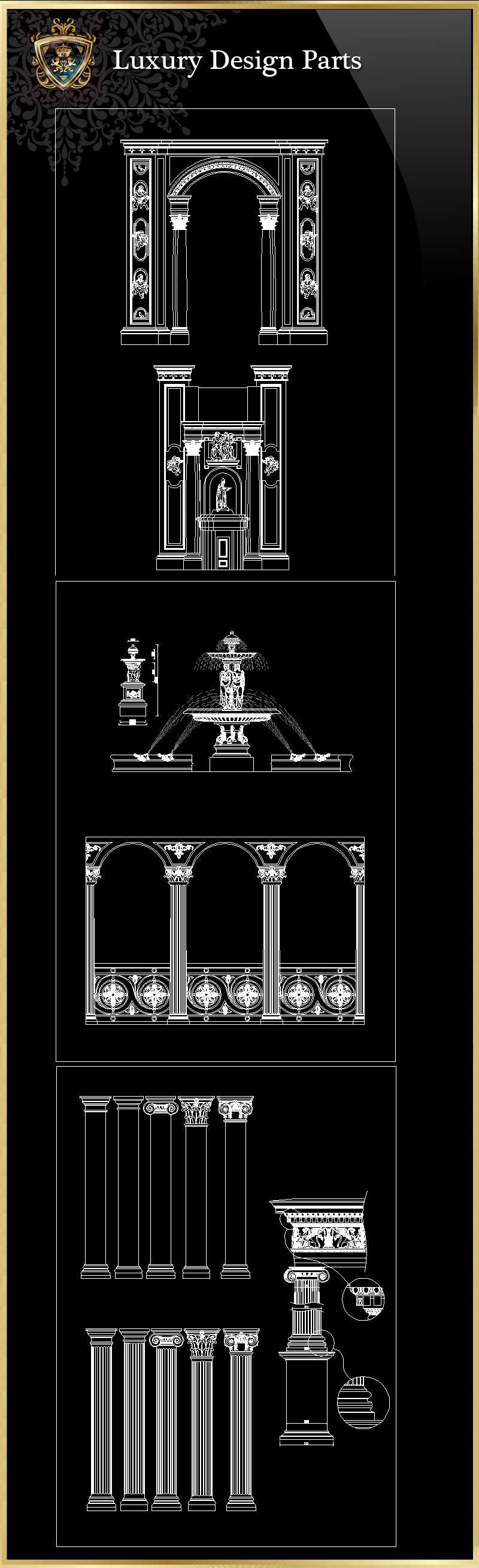 ★【Luxury Design Parts 3】Luxury home, Luxury Villas, Luxury Palace, Architecture Ornamental Parts, Decorative Inserts & Accessories, Handrail & Stairway Parts, Outdoor House Accessories, Euro Architectural Components, Arcade