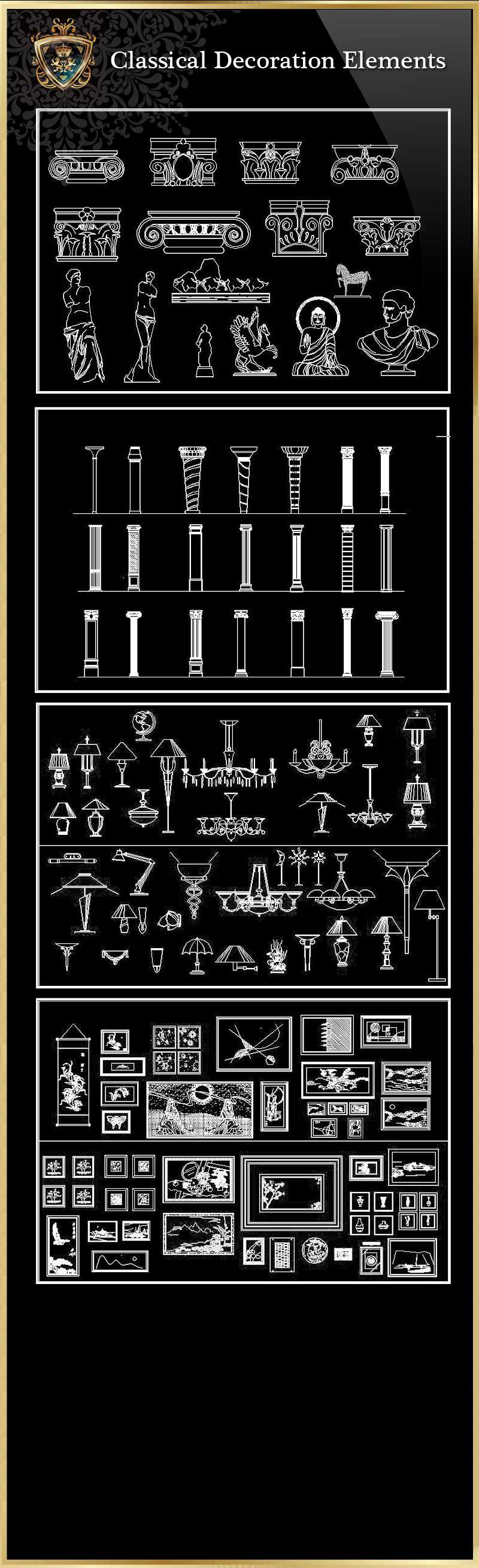 ★【Classical Decoration Elements 01】Luxury home, Luxury Villas, Luxury Palace, Architecture Ornamental Parts, Decorative Inserts & Accessories, Handrail & Stairway Parts, Outdoor House Accessories, Euro Architectural Components, Arcade