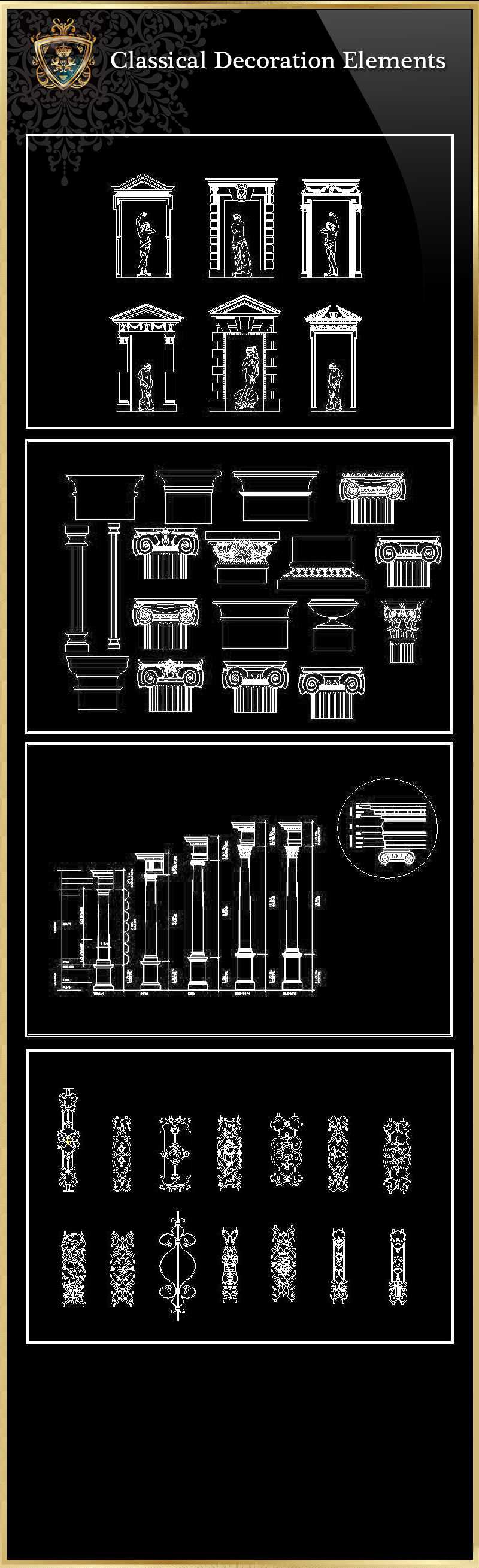 ★【Classical Decoration Elements 02】Luxury home, Luxury Villas, Luxury Palace, Architecture Ornamental Parts, Decorative Inserts & Accessories, Handrail & Stairway Parts, Outdoor House Accessories, Euro Architectural Components, Arcade