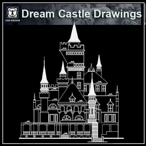 Casle plan,elevation,details drawings 