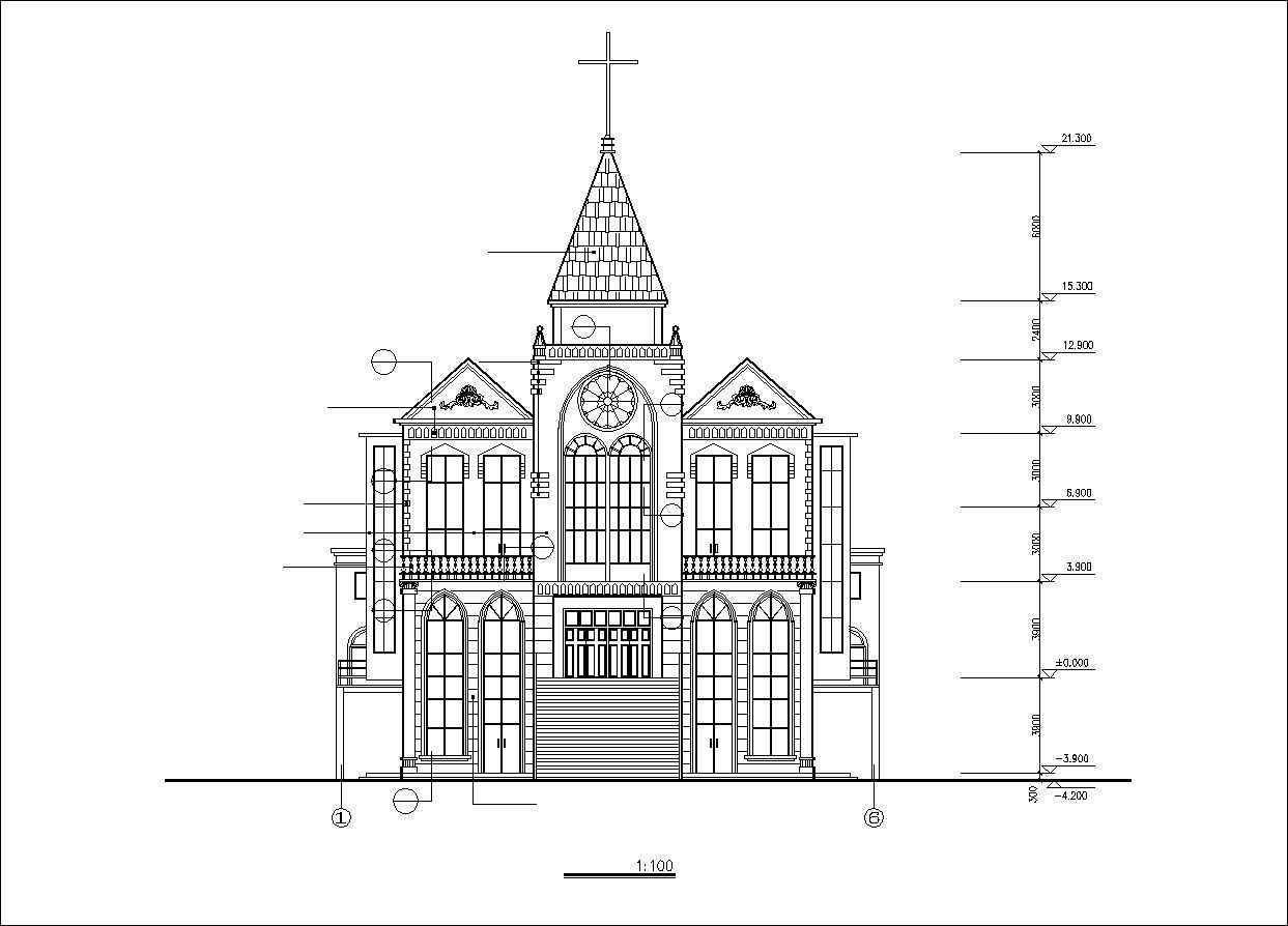 Church plan,elevation,details drawings 