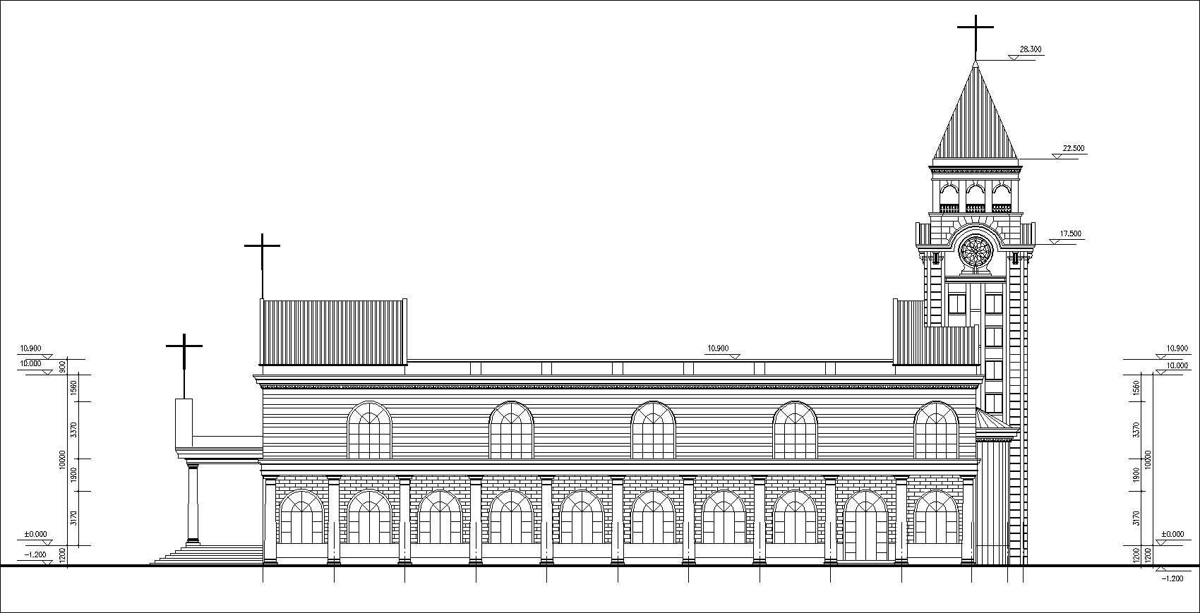 Church plan,elevation,details drawings 