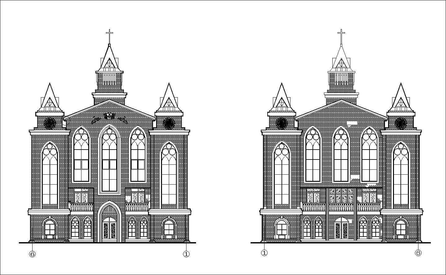 Church plan,elevation,details drawings 