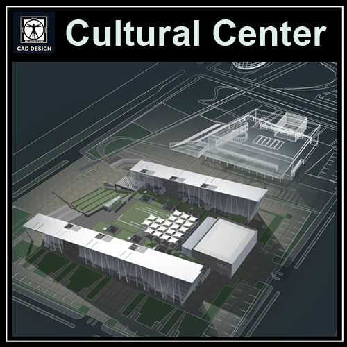  Culture Center Floor Plans and Drawings-Elevations, Design  concept, and Details