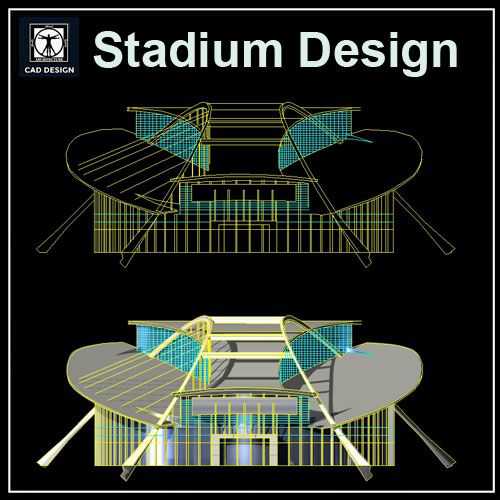 ★【Stadium Design Drawings】 Stadium Floor Plans and Drawings-Elevations, Design  concept, and Details